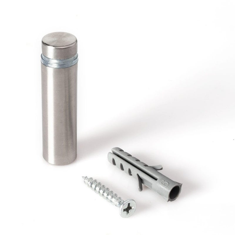 OUTWATER Stainless Steel Standoff 1/2 Inch Diameter x 1-1/2 Inch Barrel Length Brushed Finish for PVC, Glass and Acrylic Sign Stand Off Wall Anchors and Screws 20 Piece Store/Restaurant Pack - Image 1